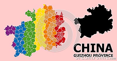 Rainbow Mosaic Map of Guizhou Province for LGBT Vector Illustration