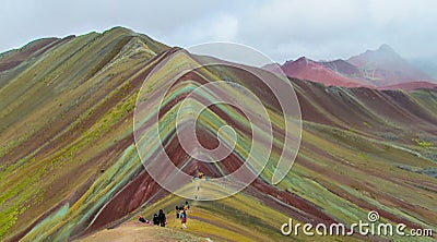 Rainbow mountain Siete Colores near Cuzco Editorial Stock Photo