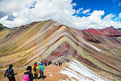Rainbow mountains or Vinicunca Montana de Siete Colores Stock Photo