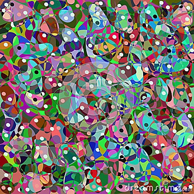 Rainbow multicolor abstract spotted seamless pattern, background from geometrical figures. Colorful bright texture of various Vector Illustration