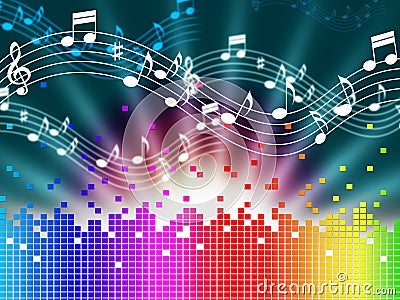 Rainbow Music Background Means Melody Singing And Soundwaves Stock Photo