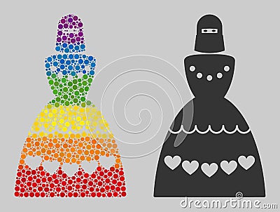 Rainbow Muslim bride Composition Icon of Spheric Dots Vector Illustration