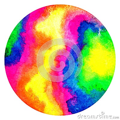 rainbow neon circle abstraction watercolor Stock Photo