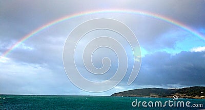 Rainbow on the ocean @ Kangaroo Island Australia Stock Photo