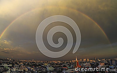 Rainbow over Bangkok Stock Photo