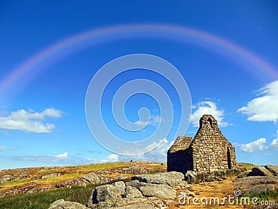 Rainbow Over Dalkey Island, Ireland Stock Photo