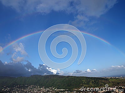 Rainbow over Manoa Stock Photo