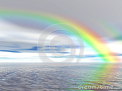 Rainbow over ocean Stock Photo