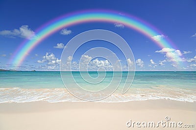 Rainbow Over The Ocean Stock Photo