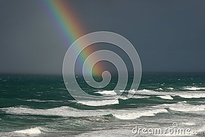 Rainbow over the ocean Stock Photo