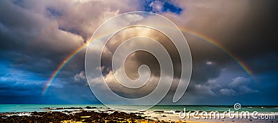 Rainbow over the Sea Stock Photo