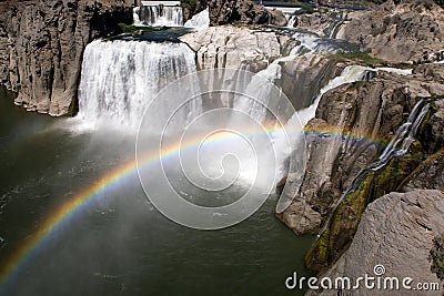 Rainbow over Shoshone Falls Stock Photo