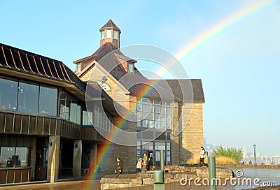 Rainbow Over Tourist Center Editorial Stock Photo