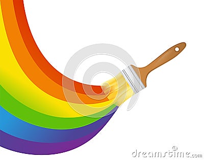 Rainbow paint and brush Vector Illustration