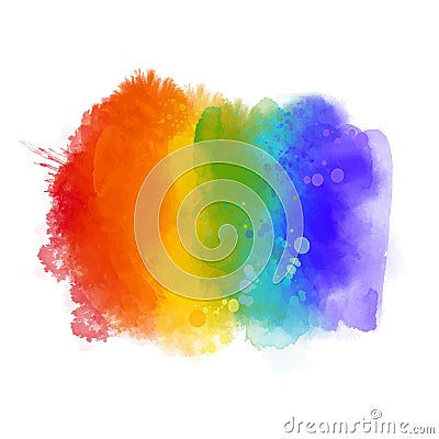 Rainbow paint texture, gay pride symbol. Hand painted strokes isolated on white background. Vector 6 colors spectrum. Vector Illustration