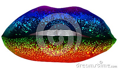 Rainbow Party Lips with Glitter Vector Illustration