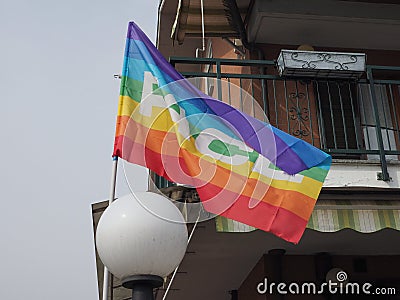 Rainbow peace flag Stock Photo