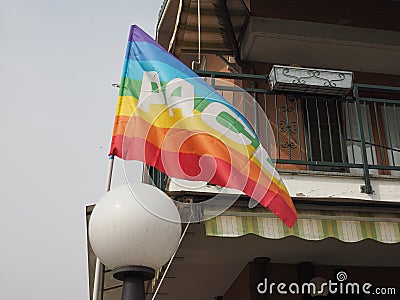Rainbow peace flag Stock Photo