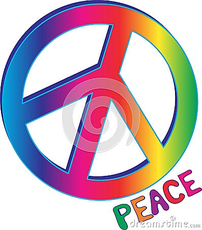 Rainbow Peace Sign and Text Vector Illustration