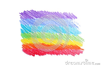 Rainbow pencil hatching on white background Stock Photo