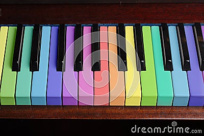 Rainbow piano background Stock Photo