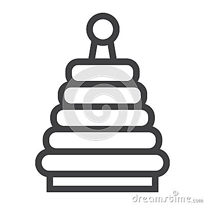 Rainbow pyramid toy line icon, kid and play Vector Illustration