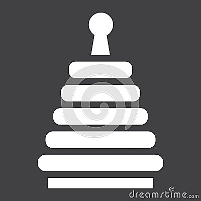 Rainbow pyramid toy solid icon, kid and play Vector Illustration