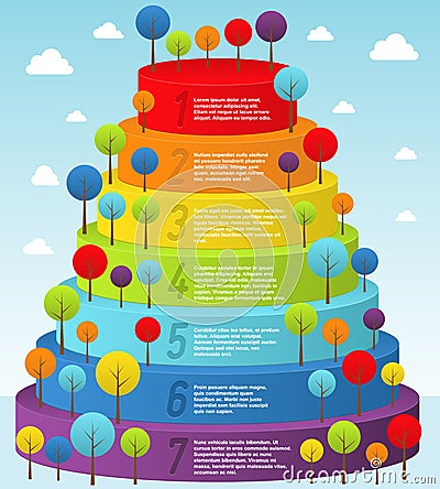 Rainbow pyramid with trees Vector Illustration