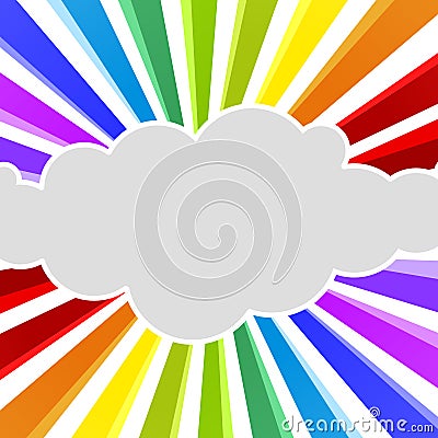 Rainbow Rays Cloud Greeting Card Stock Photo