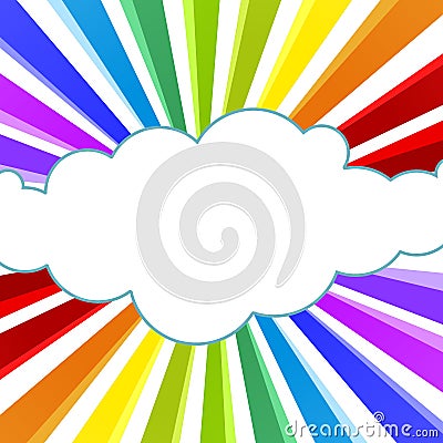 Rainbow Rays And Cloud Greeting Card Stock Photo