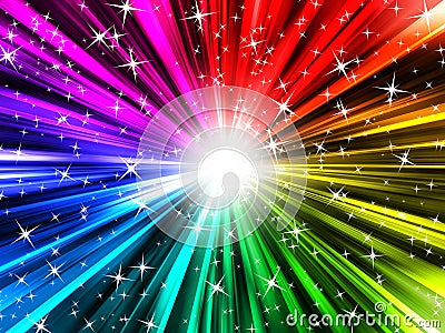 Rainbow rays and stars Stock Photo