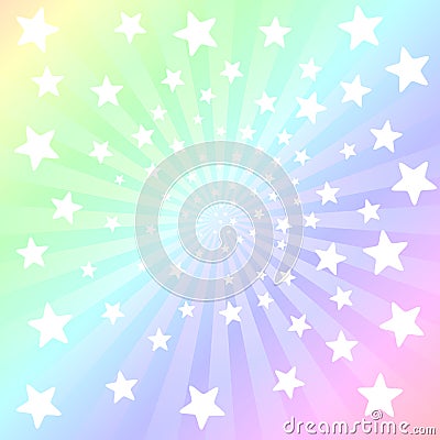 Rainbow rays and stars explosion background Stock Photo