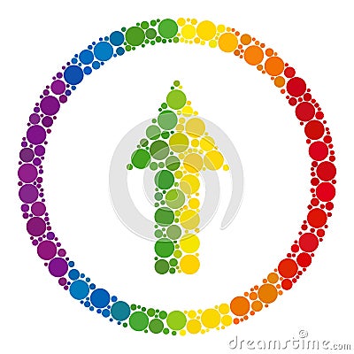 Rainbow Rounded up arrow Composition Icon of Spheres Vector Illustration