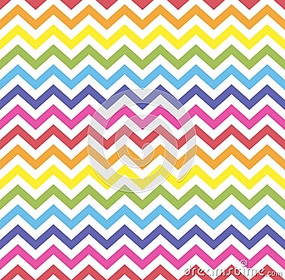 Rainbow seamless zigzag pattern, vector illustration. Chevron zigzag pattern with colorful lines. Rainbow background Vector Illustration