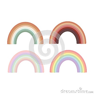 Rainbow set in flat style, boho, gentle pastel cute collection Stock Photo