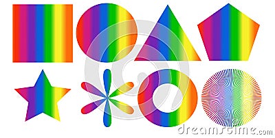 Rainbow shapes isolated over white background Cartoon Illustration