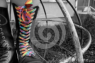 Rainbow shoe-string Stock Photo