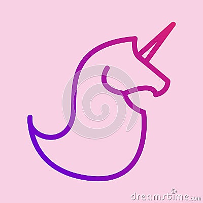 Rainbow silhouette of a unicorn. Logo. Unicorn profile Stock Photo