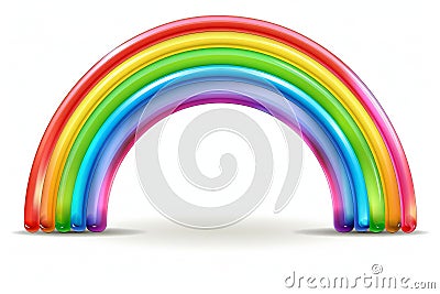 Rainbow, simple graphic, white background, no shadows, no gradients, no gray lines, no color, graphics. white background. rai Cartoon Illustration