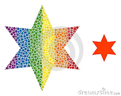 Rainbow Six Pointed Star Mosaic Icon of Circles Vector Illustration