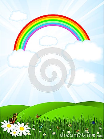 Rainbow sky Vector Illustration