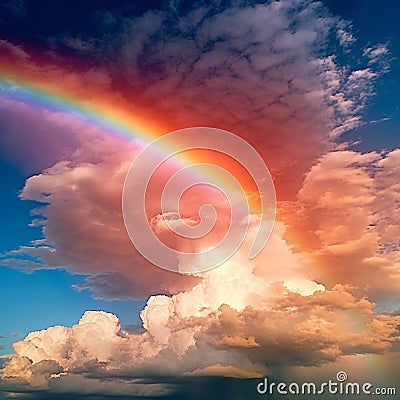 Rainbow and sky background Stock Photo