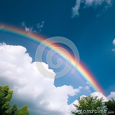 Rainbow and sky background Stock Photo