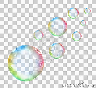 Rainbow soap bubble on a transparent background. Vector illustration Vector Illustration