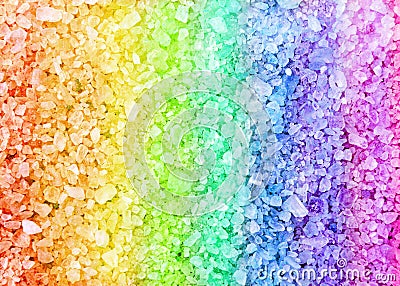 Rainbow spa bath salt crystals background texture Stock Photo