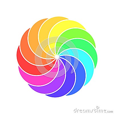 Rainbow spectrum color wheel. Children wind vane vector illustration Vector Illustration