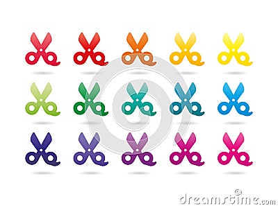 Rainbow spectrum colorful scissors Vector Illustration