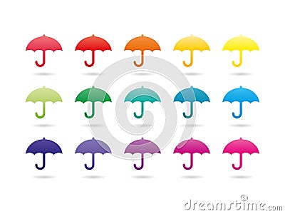 Rainbow spectrum colorful umbrellas Vector Illustration