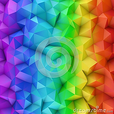 Rainbow spectrum gradient polygonal surface abstract 3D render Stock Photo