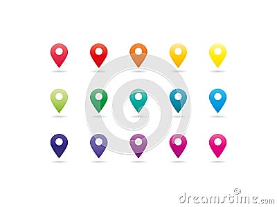 Rainbow spectrum map pointer icons Vector Illustration